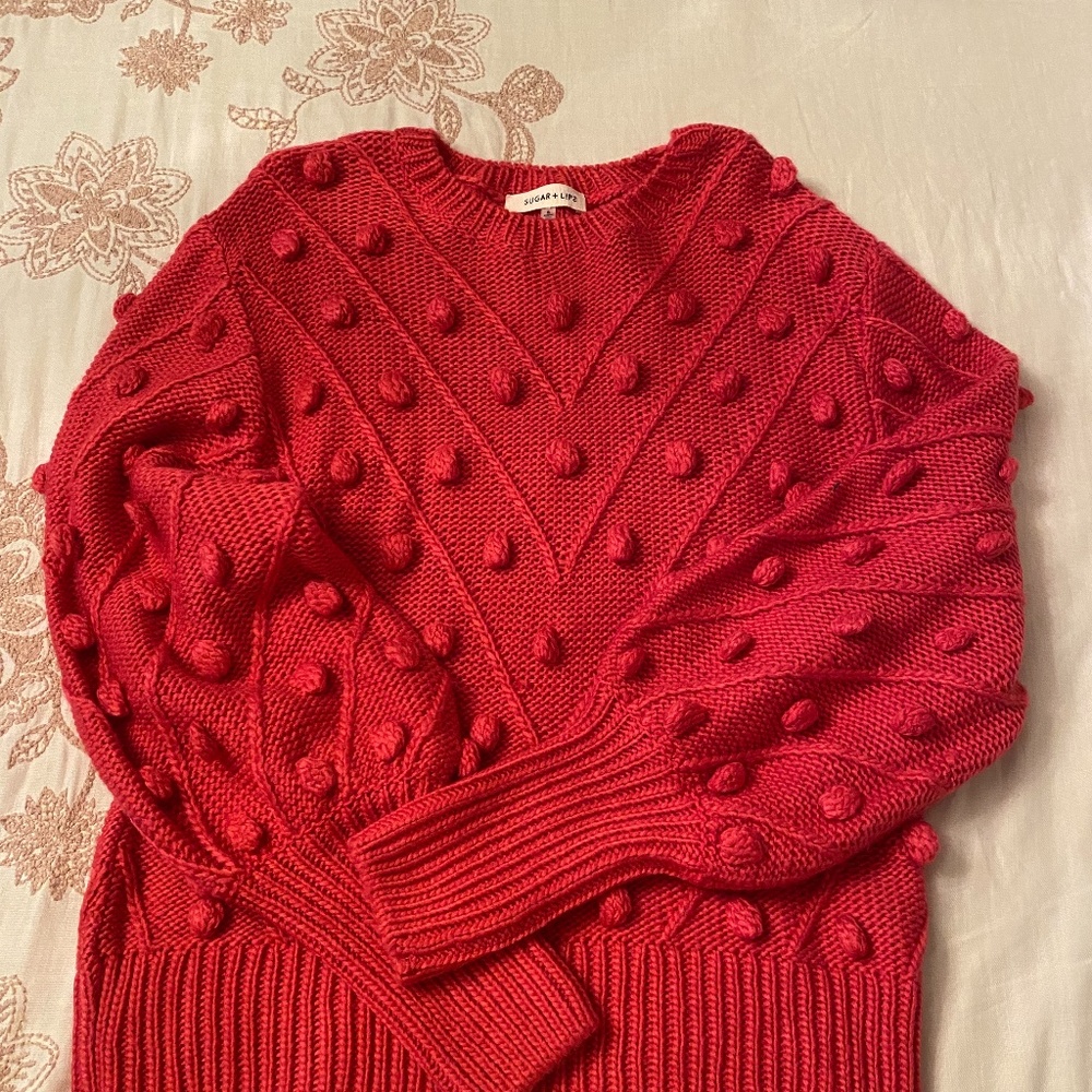 Sugarlips Hot Pink Pom Pom Sweater
